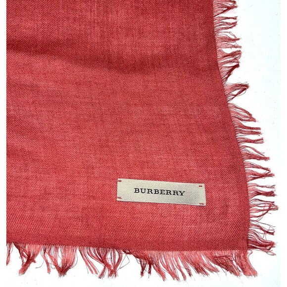 BURBERRY Bright Rose Check Modal Wool Overdyed Chambray Check Square Scarf - Picture 5 of 5